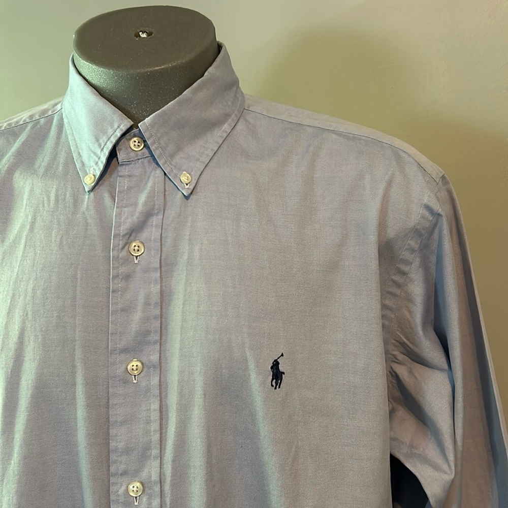 Ralph Lauren Yarmouth Dress Shirt Size 17 Neck Blue